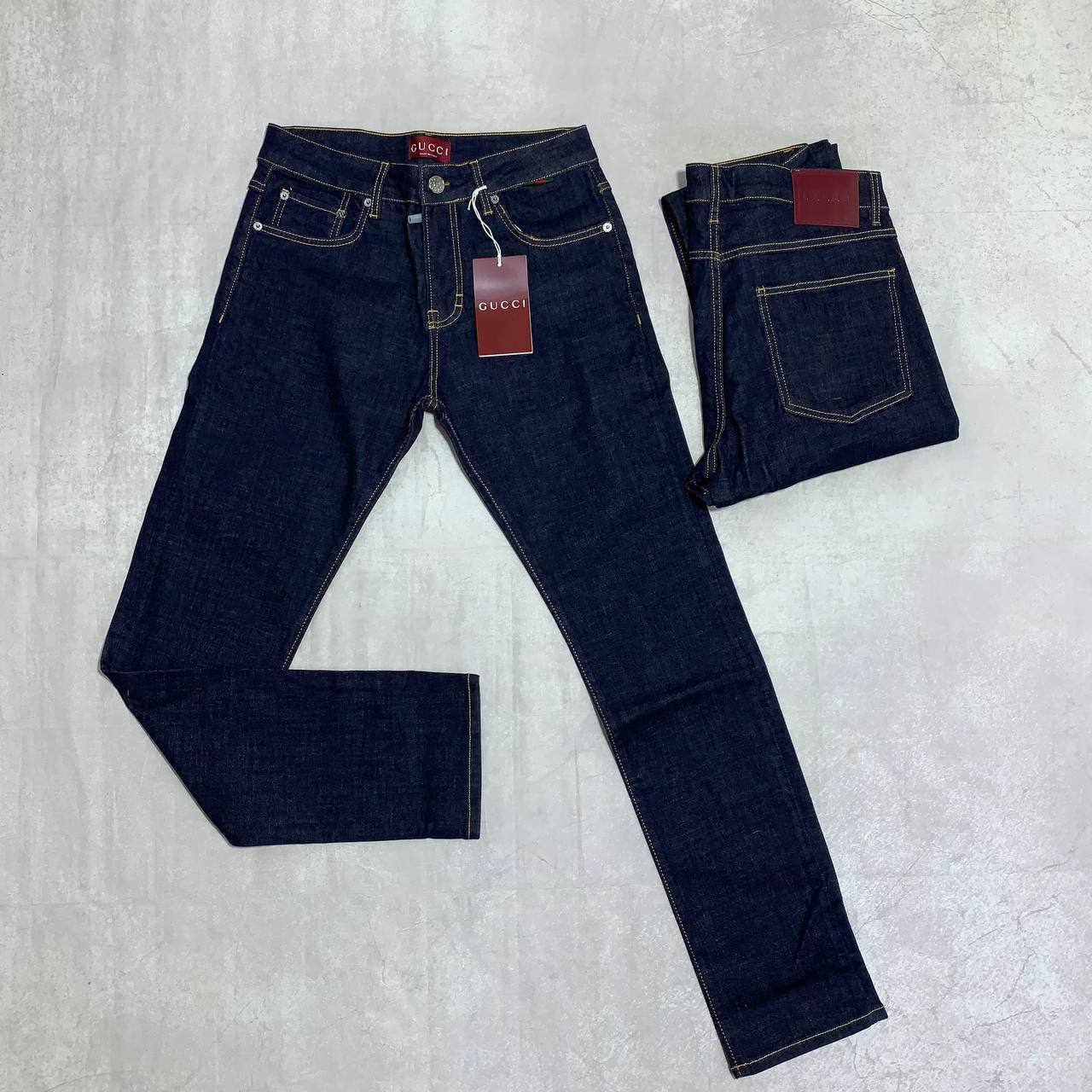 photo 5832710985955873254 y Gucci Slim-Fit Raw Denim dark blue jeans multiple waist sizes AAA replica UK - men's designer reps sale