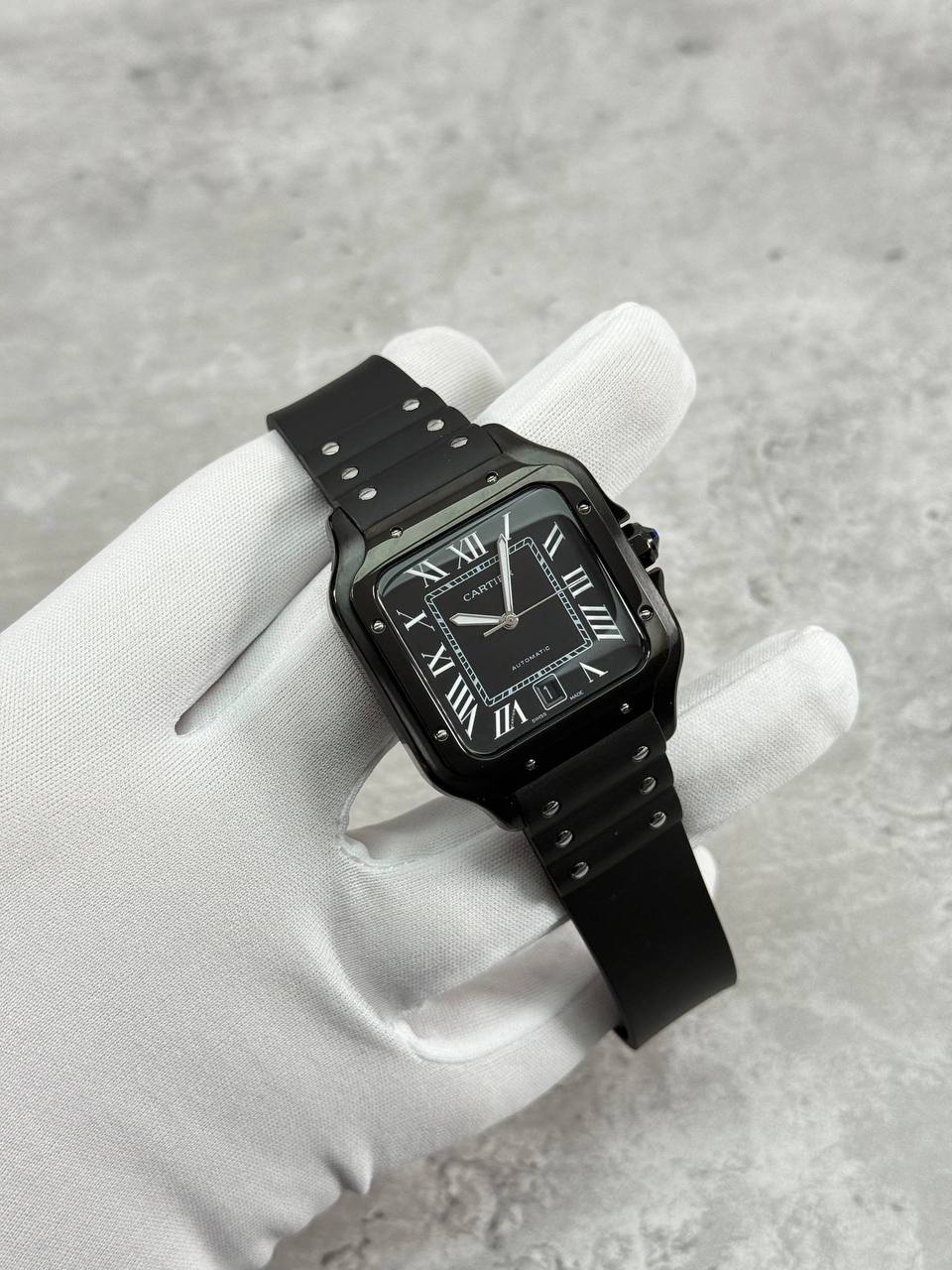 photo 5834962785769558147 y Fake Cartier Santos 1:1 Black Dial ADLC Rubber Strap WSSA0039 AAA replica watch UK - men's designer reps sale