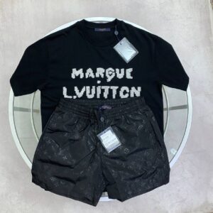 LV Embroidered Signature Marque Deposee t-shirt shorts set different colours AAA replica UK - reps sale