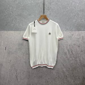 Moncler Tricolour-Trimmed Logo Patch t-shirt 2 colours AAA replica UK - men's women's designer reps