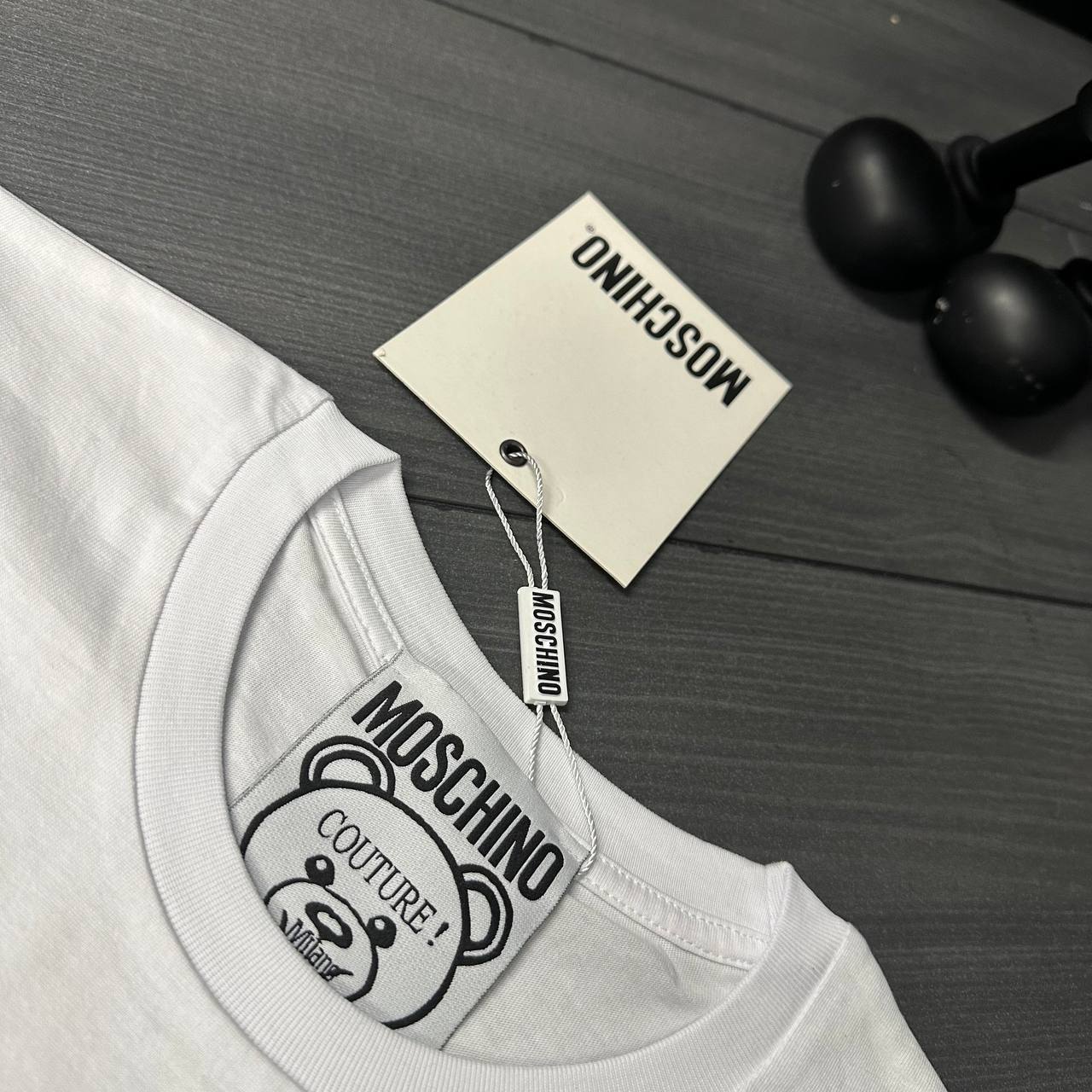 photo 5839087238568938967 y 6.jpg Moschino Sartorial Teddy Bear Short Sleeve Men's Women's T-Shirts in 2 Colors Reps Sale UK Best Quality AAA Replica