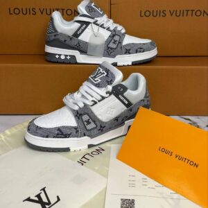Louis Vuitton LV Monogram "Denim Grey White" 1ADF59 Men's Trainers Reps Sale UK Best Quality AAA Replica