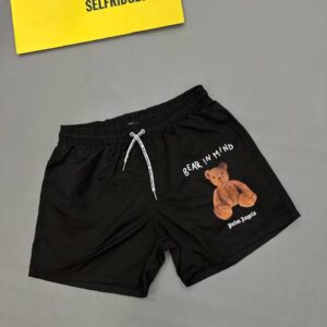 Palm Angels 'Bear In Mind' Teddy Graphic Print Swim Shorts in Black Color Men's Reps Sale UK Best Quality AAA Replica