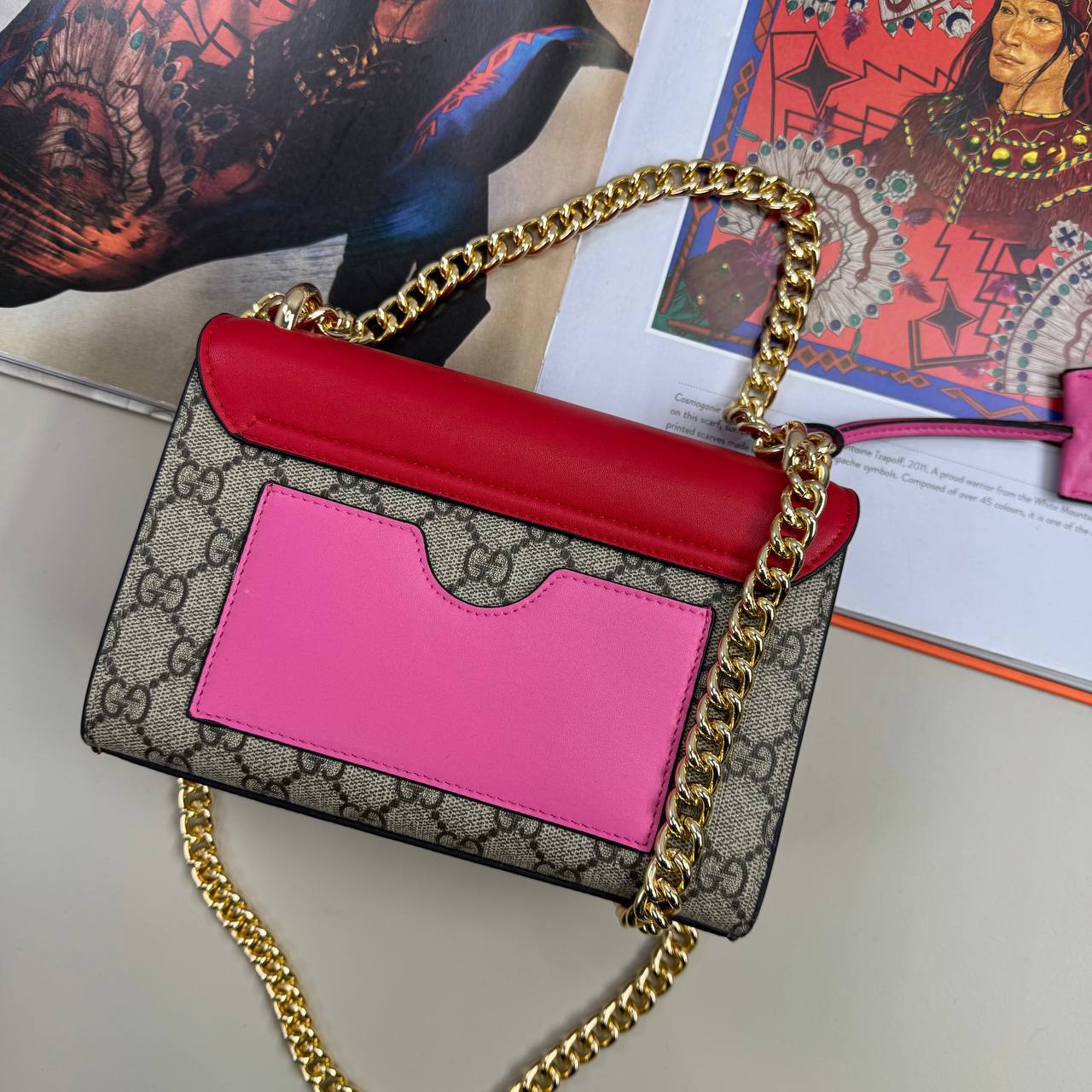 photo 5843826996973080203 y.jpg Gucci Red Leather GG Supreme Canvas Small Padlock Shoulder Bag Women's Reps Sale Best Quality AAA Replica