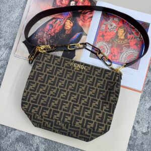 Fendi Brown FF Zucca Canvas O'Lock Zip Shoulder Women's Bag Reps Sale UK Best Quality AAA Replica