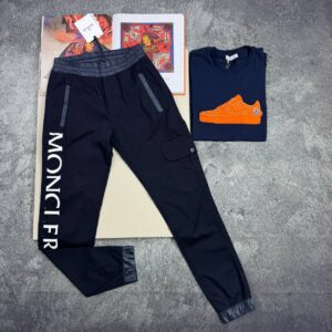 Moncler Men's Navy Blue Cargo Pants Side Logo in Multiple Waist Sizes Reps Sale UK Best Quality AAA Replica