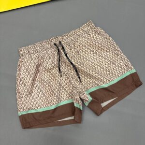 Gucci Allover Geometric Monogram Swim Shorts in Brown/Beige Color Men's Reps Sale UK Best Quality AAA Replica