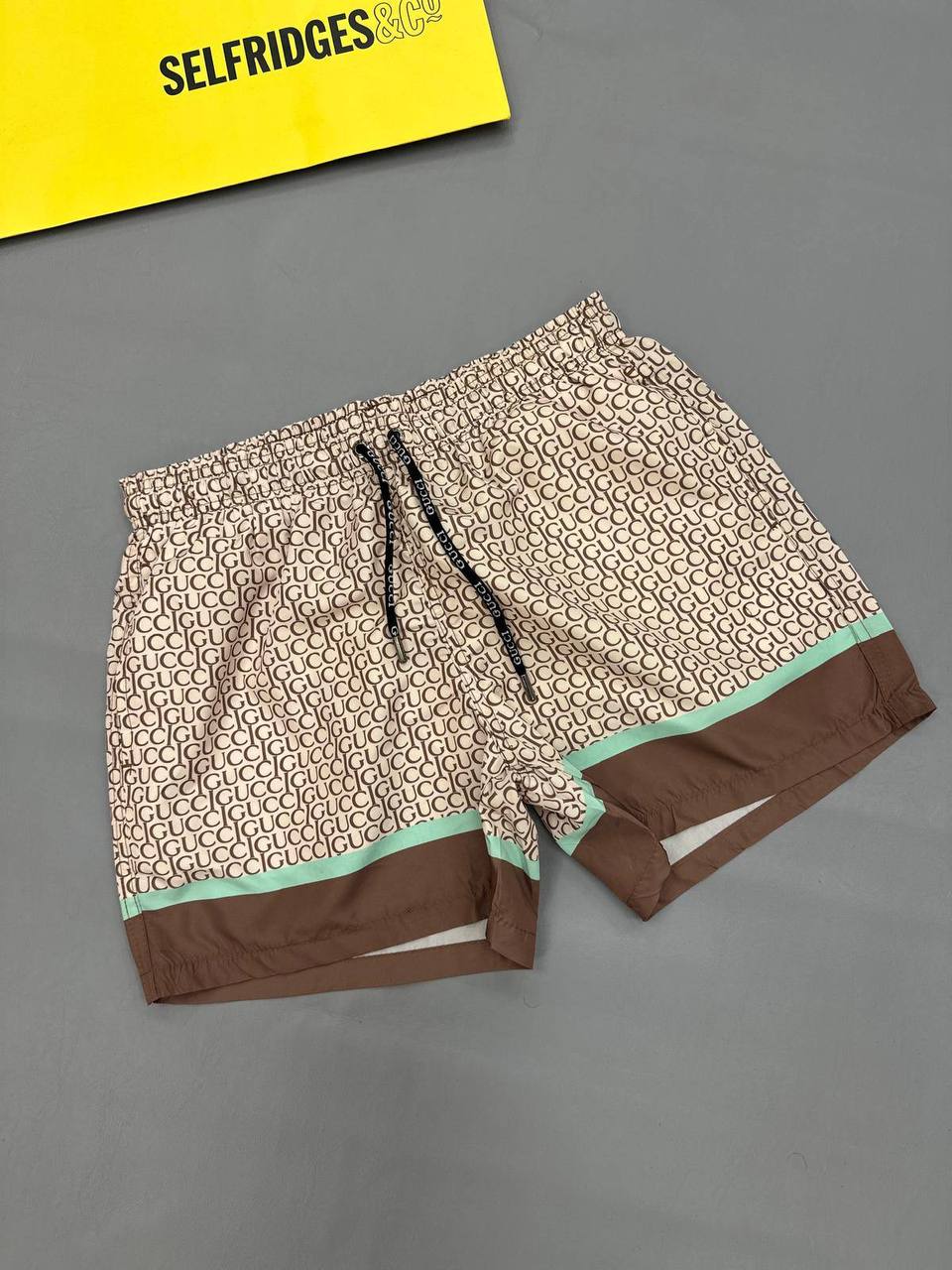 photo 5848330596600450383 y.jpg Gucci Allover Geometric Monogram Swim Shorts in Brown/Beige Color Men's Reps Sale UK Best Quality AAA Replica