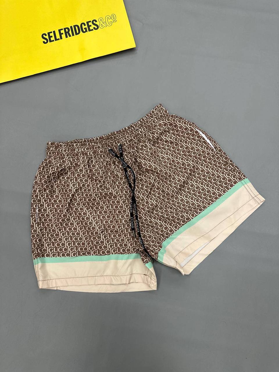 photo 5848330596600450385 y.jpg Gucci Allover Geometric Monogram Swim Shorts in Brown Color 791101-XHAJO-2270 Men's Reps Sale UK Best Quality AAA Replica