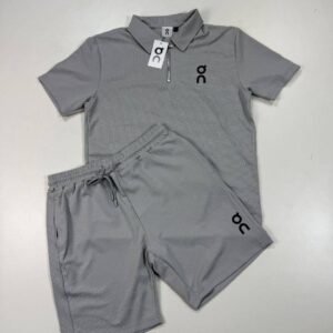 On Running Cloud Tech Knit Polo Shirts & Shorts Set in Grey Color Men's Reps Sale UK Best Quality AAA Replica