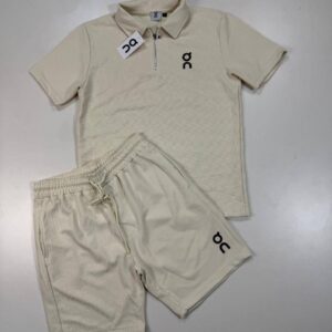 On Running Cloud Tech Knit Polo Shirts & Shorts Set in Beige Color Men's Reps Sale UK Best Quality AAA Replica