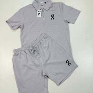 On Running Cloud Tech Knit Polo Shirts & Shorts Set in Light Purple Color Men's Reps Sale UK Best Quality AAA Replica