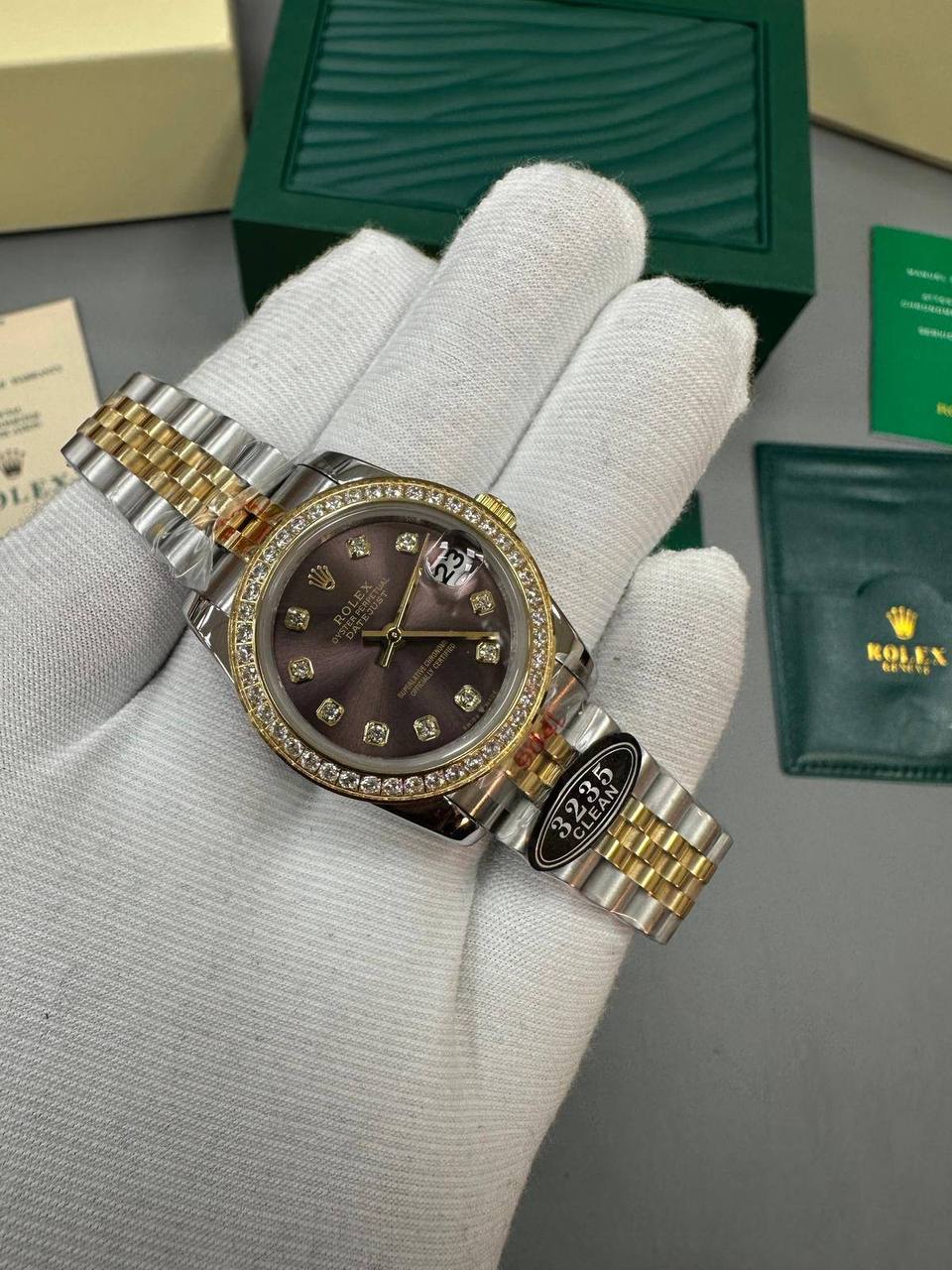 photo 5848330596600450431 y 2.jpg Rolex Lady-Datejust 126283RBR Two Tone Chocolate Dial Diamond Bezel Jubilee Bracelet Women's Watch Reps Sale UK Best Quality AAA Replica