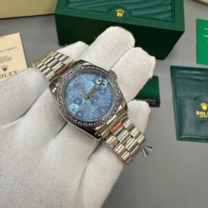Rolex Lady-Datejust 278289RBR Blue Floral-Motif Diamond Dial Silver Bracelet Women's Watch Reps Sale UK Best Quality AAA Replica