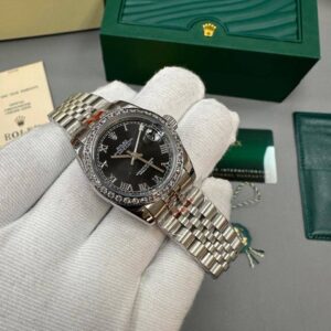 Rolex Lady-Datejust 116244 Diamond Bezel Black Roman Dial Jubilee Bracelet Women's Watch Reps Sale UK Best Quality AAA Replica