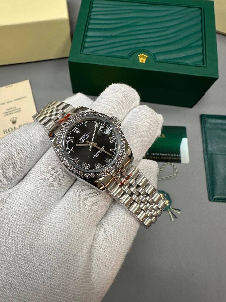 photo 5848330596600450441 y.jpg Rolex Lady-Datejust 116244 Diamond Bezel Black Roman Dial Jubilee Bracelet Women's Watch Reps Sale UK Best Quality AAA Replica