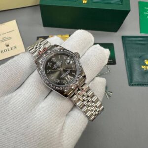 Rolex Lady-Datejust 279384RBR Diamond Bezel Dark Grey Roman Dial Jubilee Bracelet Women's Watch Reps Sale UK Best Quality AAA Replica