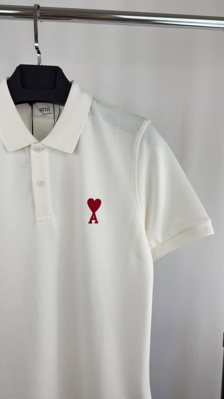photo 5848330596600450491 y.jpg Ami Paris Ami de Cœur Embroidered Heart Logo Polo Shirts Men's in 2 Colors Reps UK Sale Best Quality AAA Replica