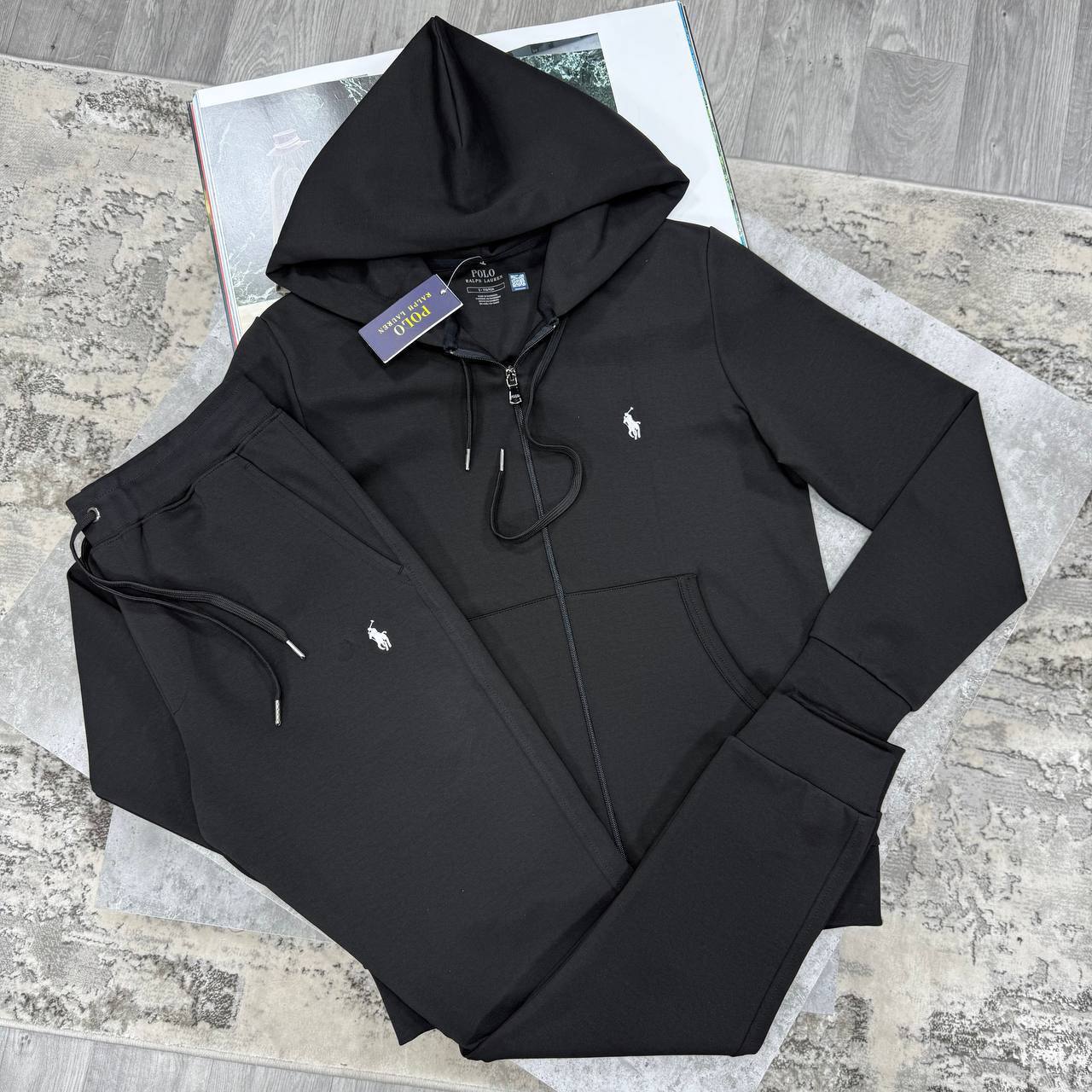photo 5848330596600450561 y.jpg Polo Ralph Lauren Logo Double-Knit Full-Zip Black Tracksuit Mens Reps Sale UK Best Quality AAA Replica