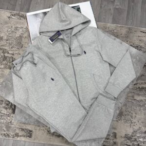 Polo Ralph Lauren Logo Double-Knit Full-Zip Grey Tracksuit Mens Reps Sale UK Best Quality AAA Replica