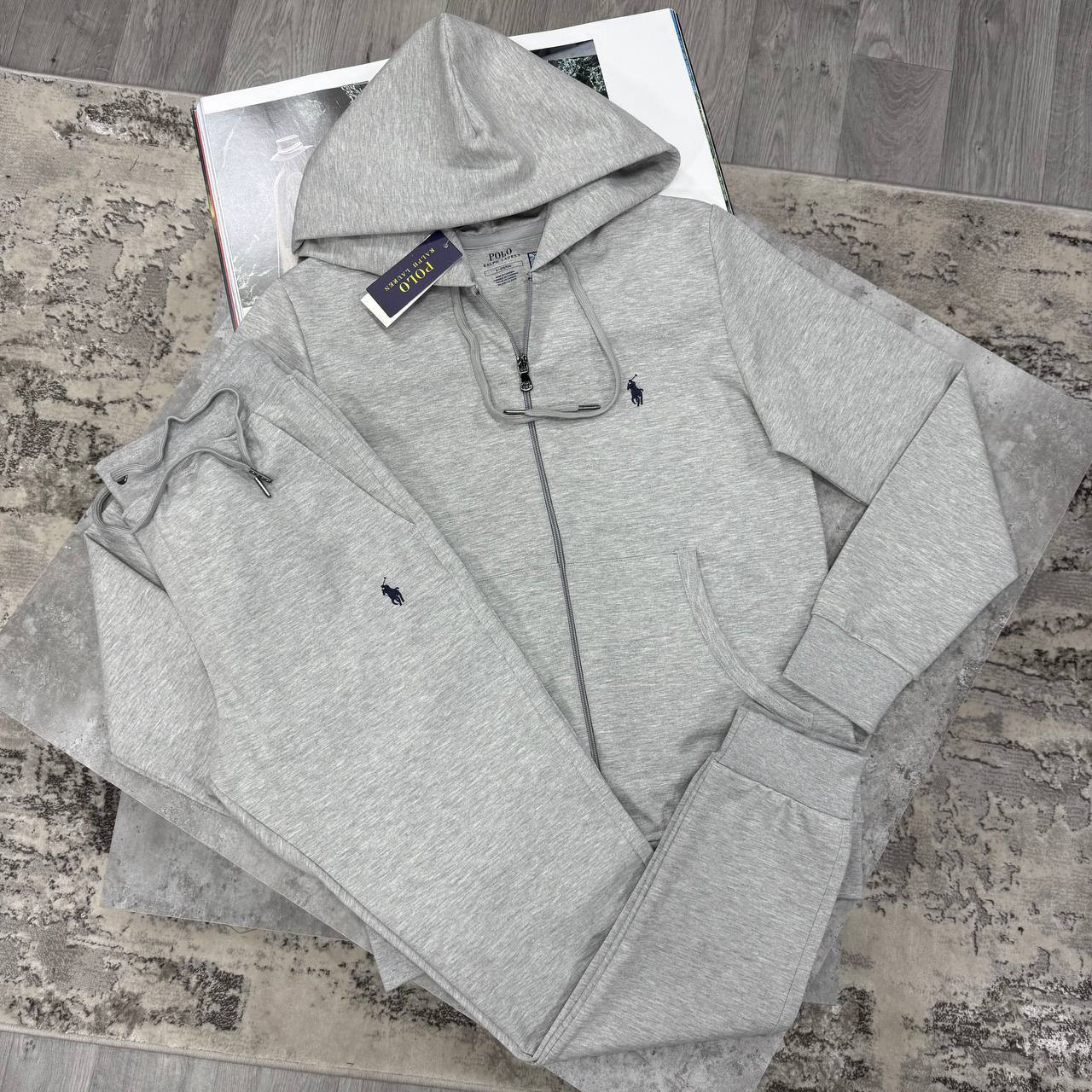 photo 5848330596600450564 y.jpg Polo Ralph Lauren Logo Double-Knit Full-Zip Grey Tracksuit Mens Reps Sale UK Best Quality AAA Replica