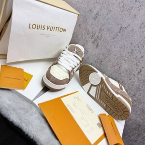 Louis Vuitton LV Monogram Canvas Strap Sneakers in Beige Men's Reps Sale UK Best Quality AAA Replica