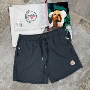 Moncler Logo-Patch Zip-Pocket Swim Shorts Dark Grey Men's Reps Sale UK Best Quality AAA Replica