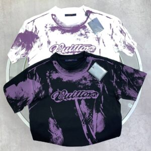 Louis Vuitton Overprinted Vuitton Short Sleeve Men's Women's T-Shirts in 2 Colors Reps Sale UK Best Quality AAA Replica