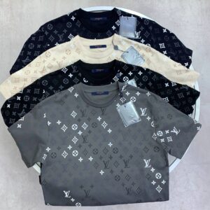 Louis Vuitton Allover Monogram Printed Short Sleeve Men's Women's T-Shirts in Different Colors Reps Sale UK Best Quality AAA Replica