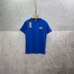 Christian Dior CD Icon Embroidered Men's Women's T-Shirts in Dark Blue Color Reps Sale UK Best Quality AAA Replica
