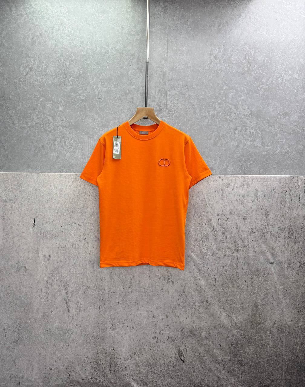 photo 5848330596600450644 y 1.jpg Christian Dior CD Icon Embroidered Men's Women's T-Shirts in Orange Color Reps Sale UK Best Quality AAA Replica