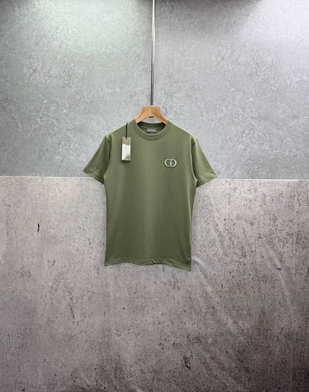 photo 5848330596600450645 y 1.jpg Christian Dior CD Icon Embroidered Men's Women's T-Shirts in Olive Green Color Reps Sale UK Best Quality AAA Replica