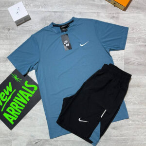 Nike Miler Running Top T-Shirt & Shorts Set in Blue/Black Color Reps UK Best Quality Sale AAA Replica