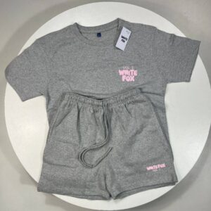 White Fox Boutique Vol. 3 "Offstage" Oversized Grey T-Shirt & Shorts Set Women's Reps UK Best Quality Sale AAA Replica