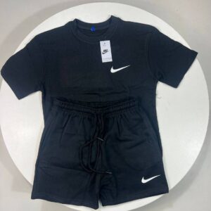 Nike Club Fleece Short-Sleeve T-Shirt & Shorts Set Black Women's Reps UK Best Quality Sale AAA Replica