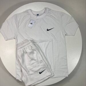 Nike Club Fleece Short-Sleeve T-Shirt & Shorts Set Light Grey Women's Reps UK Best Quality Sale AAA Replica