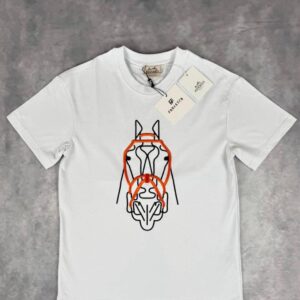 Hermes Horse's Head Patch Crewneck Men's Women's T-Shirts in 2 Colors Reps Sale UK Best Quality AAA Replica