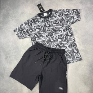 Trailberg Men's Abstract Print T-Shirt & Shorts Twinset in Black Colour Men's Reps Sale UK Best Quality AAA Replica