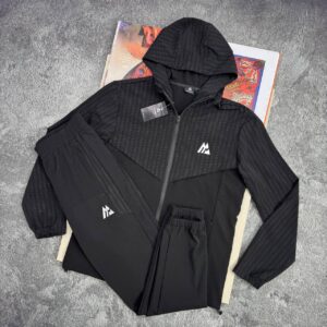 Montirex Men's Two-Tone Technical Hooded Tracksuit in All Black Colour Mens Reps Sale UK Best Quality AAA Replica