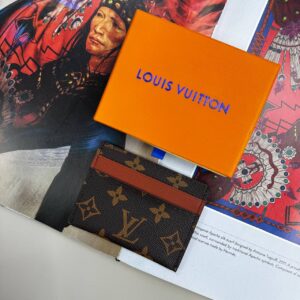 Louis Vuitton Monogram Canvas Card Holder in Brown / Orange Accent Men's Reps Sale UK Best Quality AAA Replica