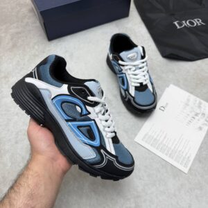 Dior B30 Men's Technical Mesh Sneakers in Light Blue / Black Colorway Sneakers Men's Trainers Reps Sale UK Best Quality AAA Replica