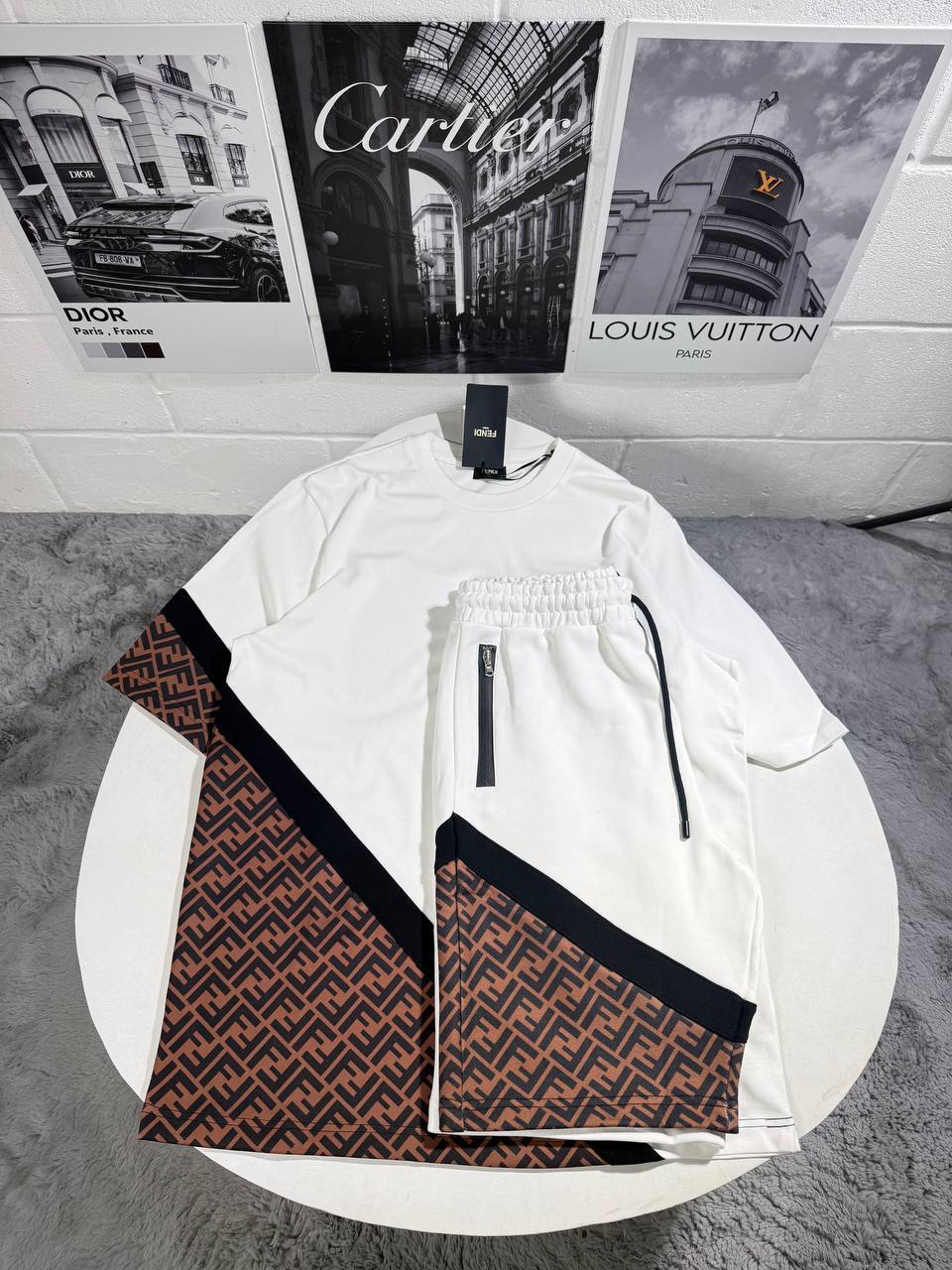 photo 5940325089523993716 y 7.jpg Fendi Men's Diagonal FF Jacquard Lounge Set in White & Tobacco Reps UK Best Quality Sale AAA Replica