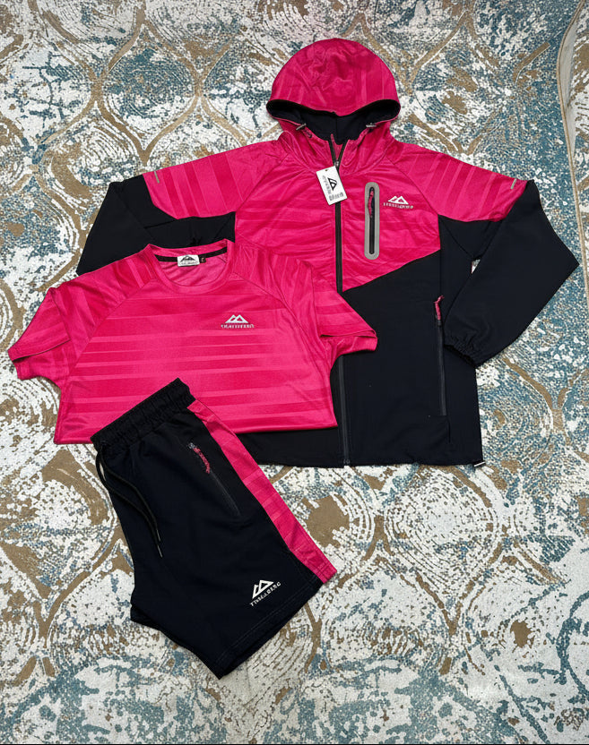photo 5947382717223734366 w.jpg Trailberg Textured Training Tracksuit Set Hot Pink/Black Men's Reps Sale UK Best Quality AAA Replica