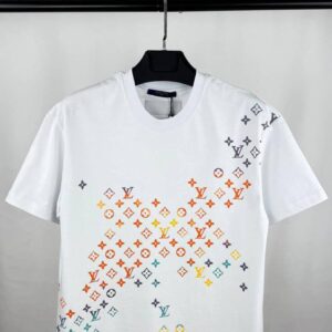 Louis Vuitton Multicolor Monogram Corner Print T-Shirt Men's Women's in 2 Colors Reps Sale UK Best Quality AAA Replica