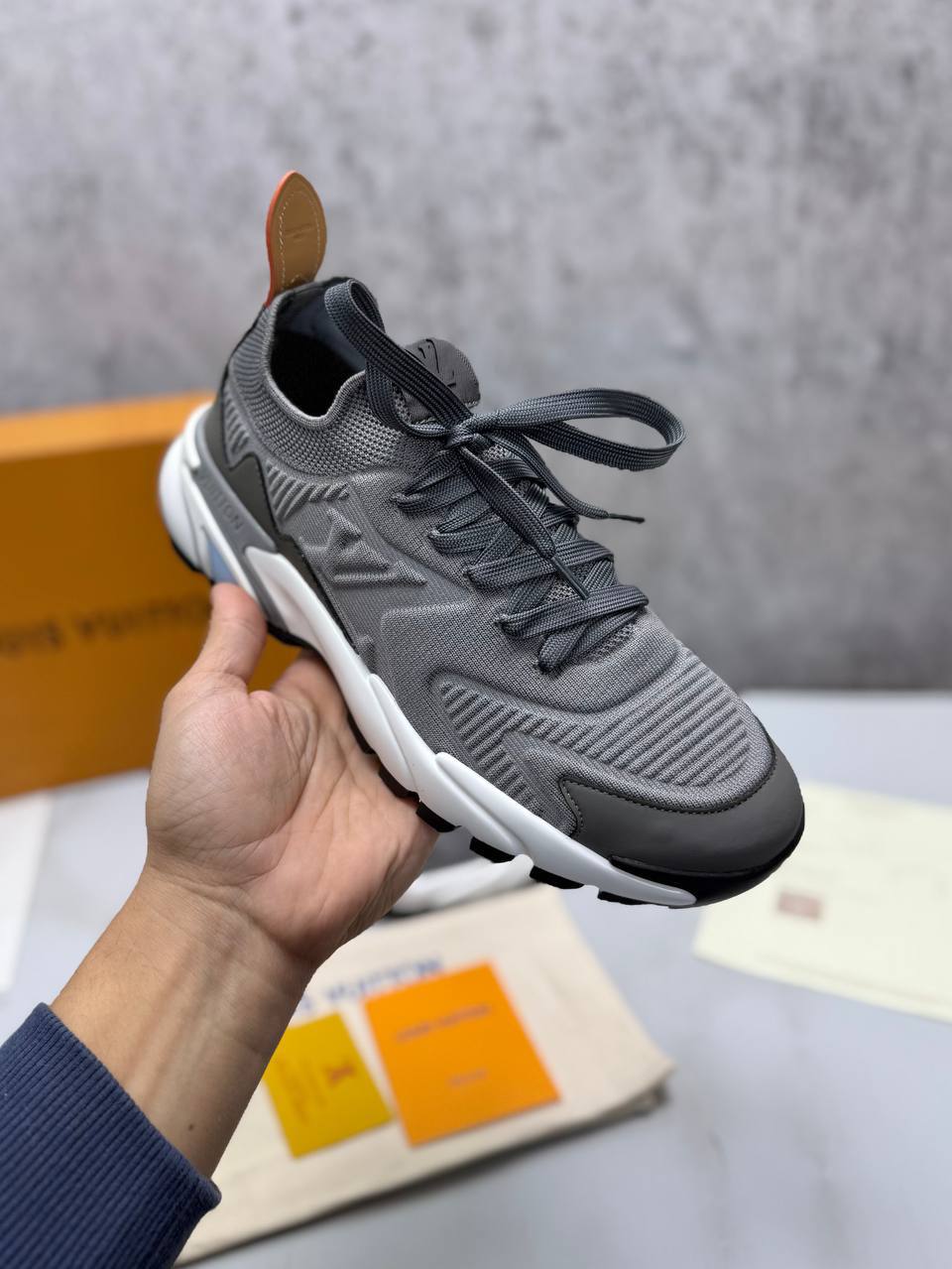 photo 5947382717223734494 y.jpg Louis Vuitton Tatic Knit Trainers in Luxury Grey "1AILJI" Trainers Men's Reps Sale UK Best Quality AAA Replica