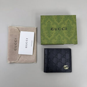 Gucci Signature Bifold Wallet with Metal GG Detail in Black Color Wallet Men's Reps Sale UK Best Quality AAA Replica