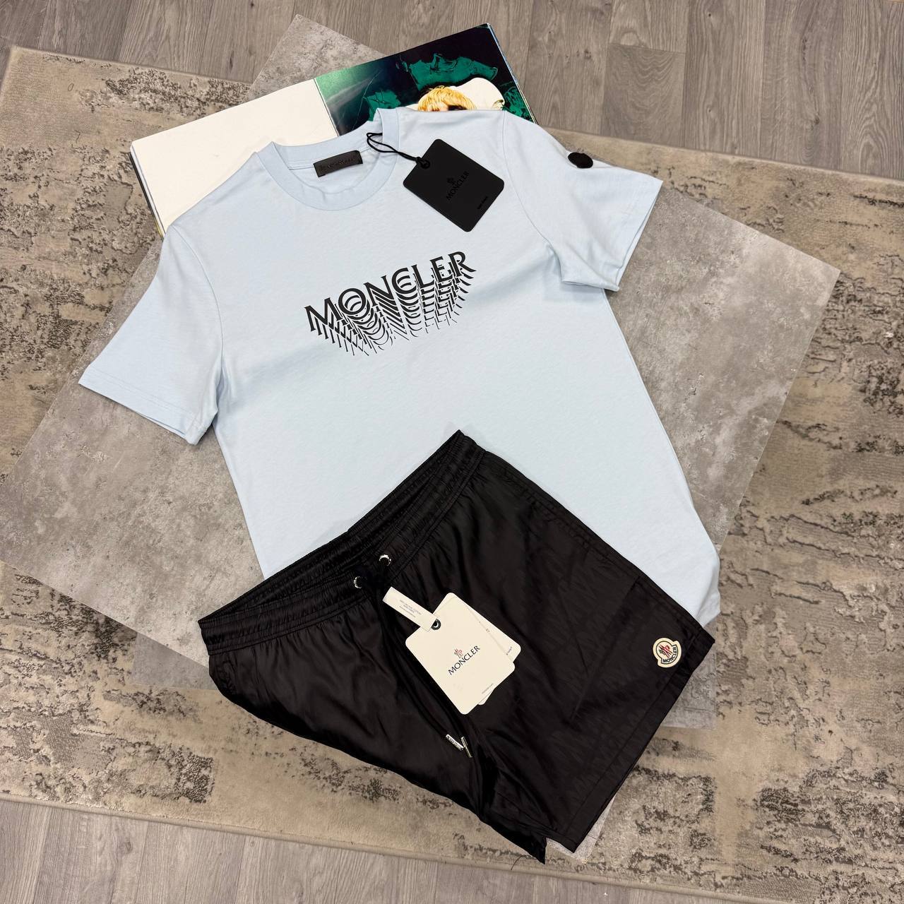 photo 5947382717223734534 y 7.jpg Moncler Optical Wave Graphic T-Shirts & Shorts Set in DIfferent Colour Men's Reps Sale UK Best Quality Replica