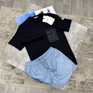 Moncler Men’s Monogram Pocket T-Shirt & Shorts Set in Different Colour Men's Reps Sale UK Best Quality Replica