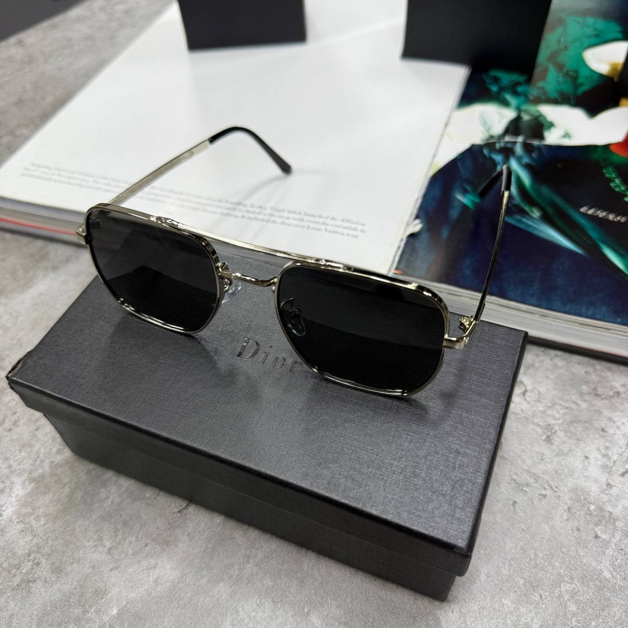photo 5954142355797511441 y 11.jpg Christian Dior Black Suit S17U Double Bridge Rectangular Metal Frame Sunglasses Men's Women's Reps Sale UK Best Quality AAA Replica