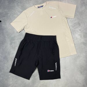 Berghaus Terrain Trek T-Shirts & Shorts Set Beige/Black Men's Reps Sale UK Best AAA Quality Replica